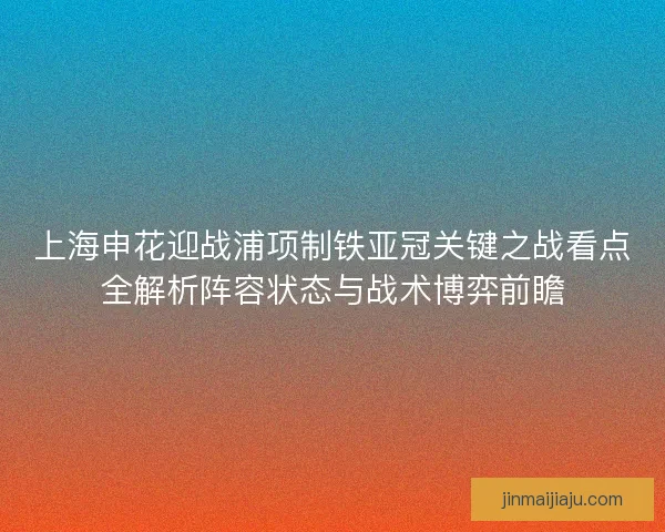 上海申花迎战浦项制铁亚冠关键之战看点全解析阵容状态与战术博弈前瞻